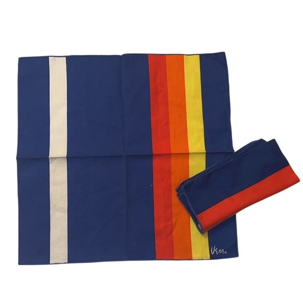 Vintage VERA Neumann set of 2 Napkin 16" Square - Blue Red Yellow Orange